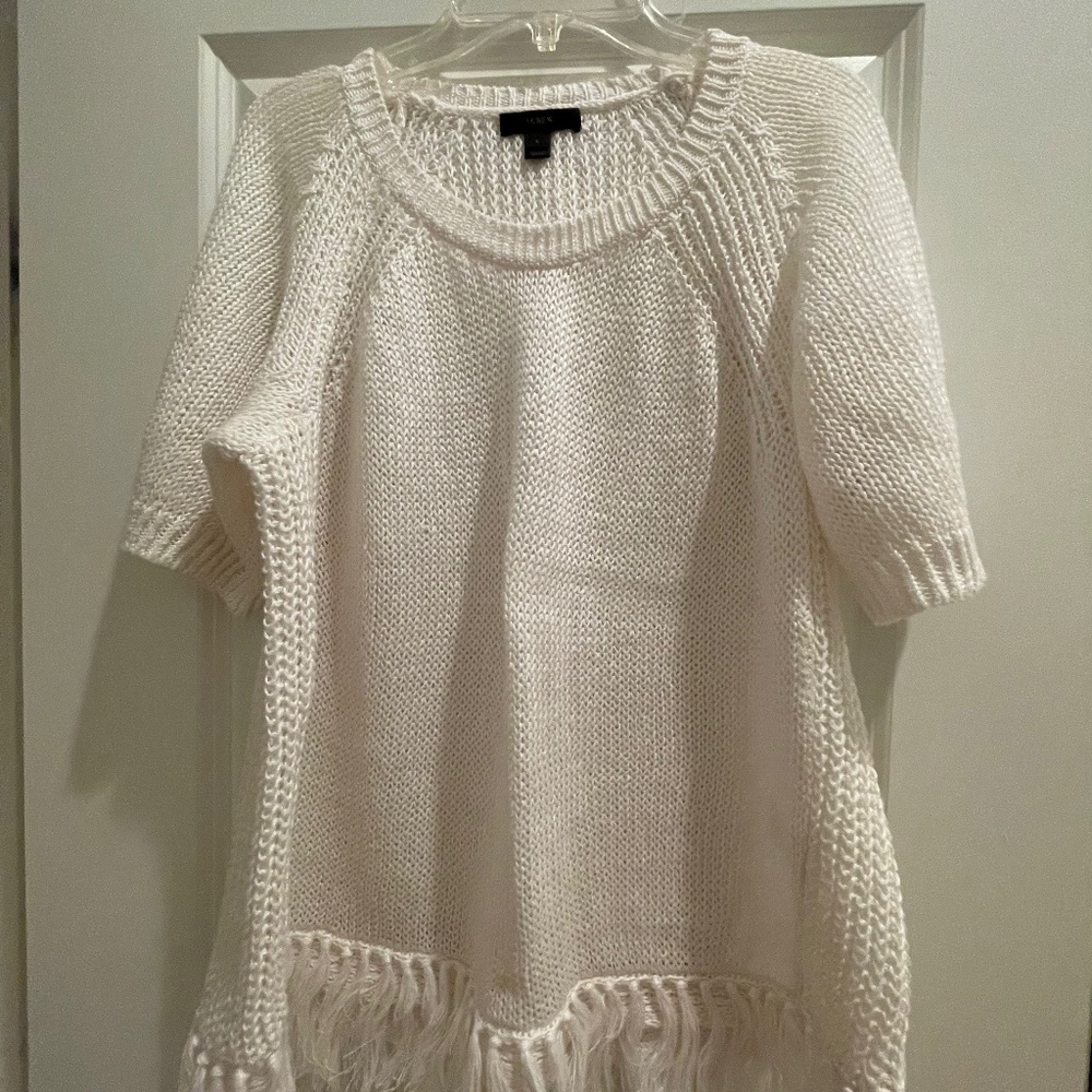 J Crew white open stitch sweater